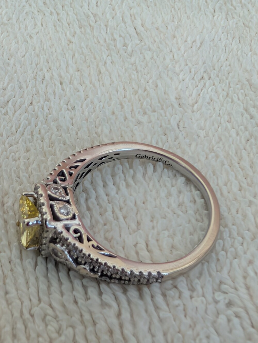 Canary Diamond Gabriel And Co. Engagement Ring - Picture 8 of 9